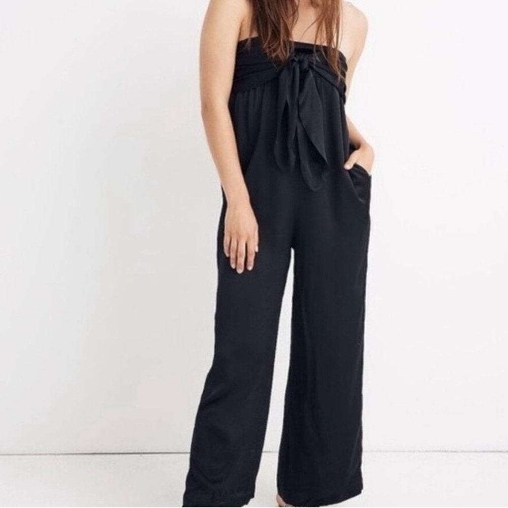Madewell black satin jumpsuit